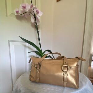 Talbots Vintage Gold Metallic Satchel